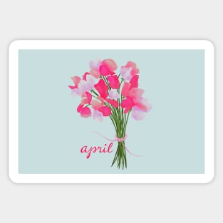 April Sweet Peas bouquet Sticker